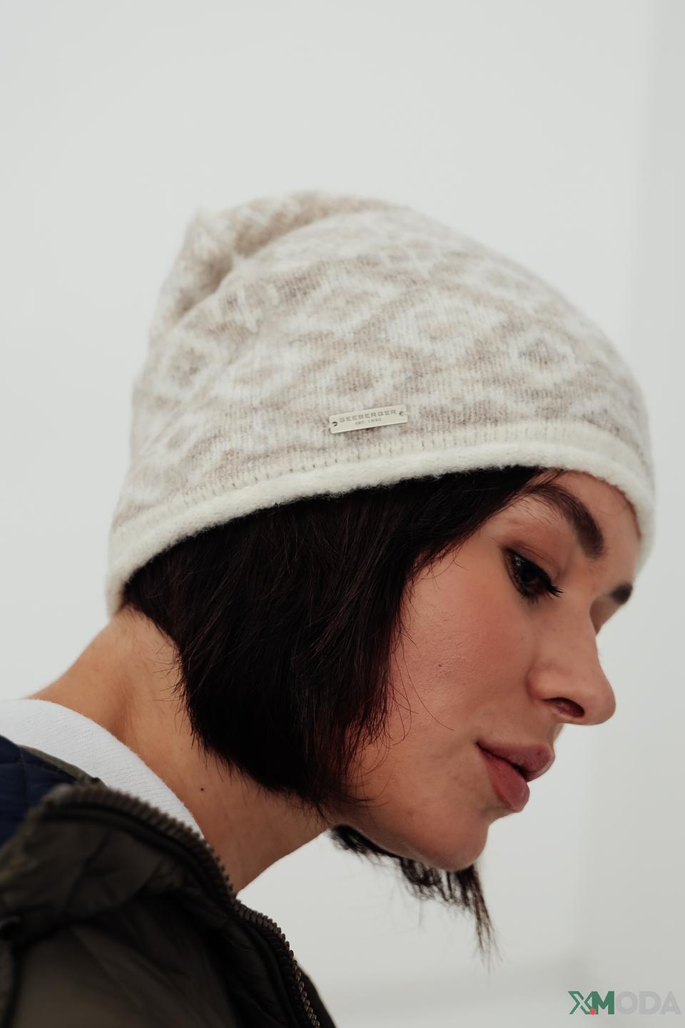 Шапка Seeberger вязаная бежевая