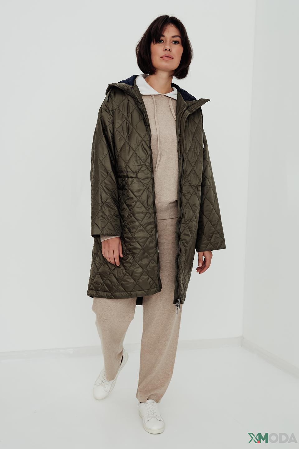 Пальто стеганое White Label хаки