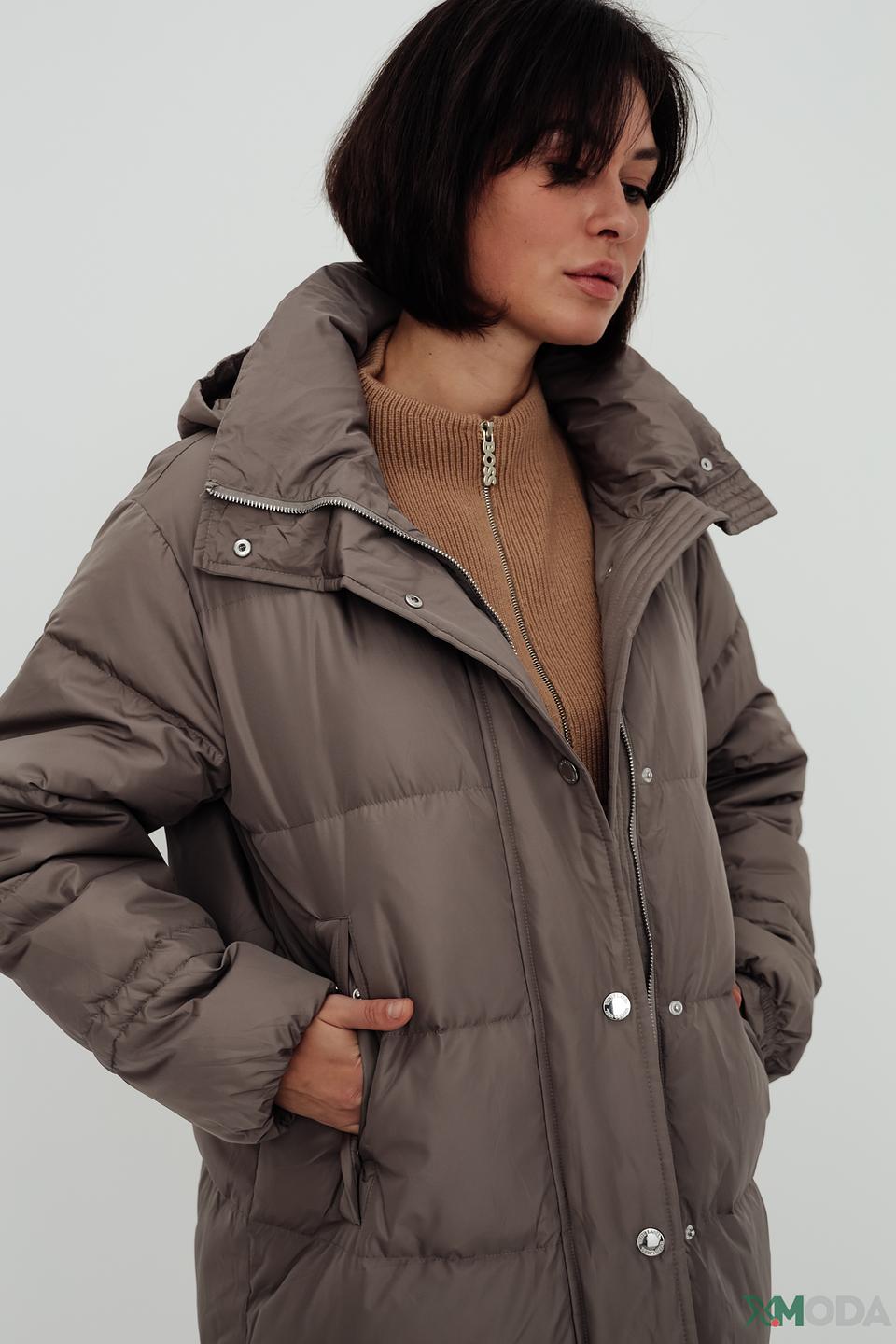 Пальто White Label стеганое бежевое