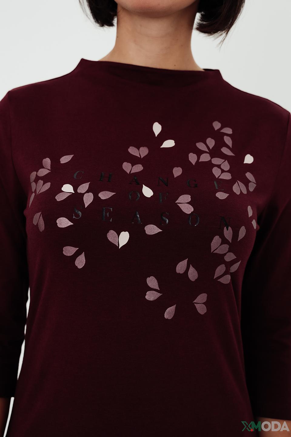 Джемпер Taifun с листьями бордовый