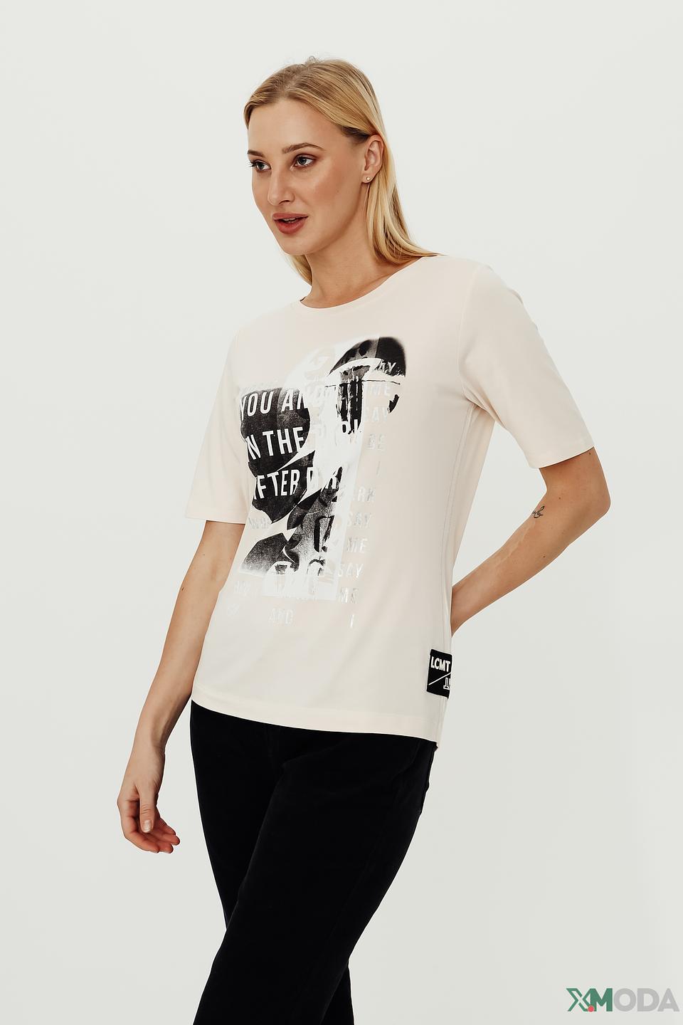 Футболка Lecomte с принтом бежевая