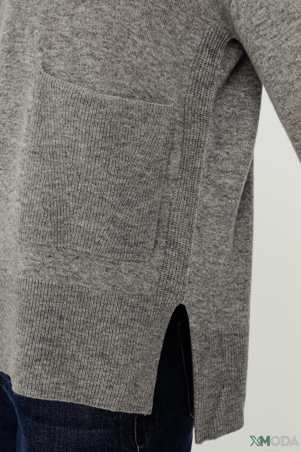 Пуловер Pezzo серый с разрезом