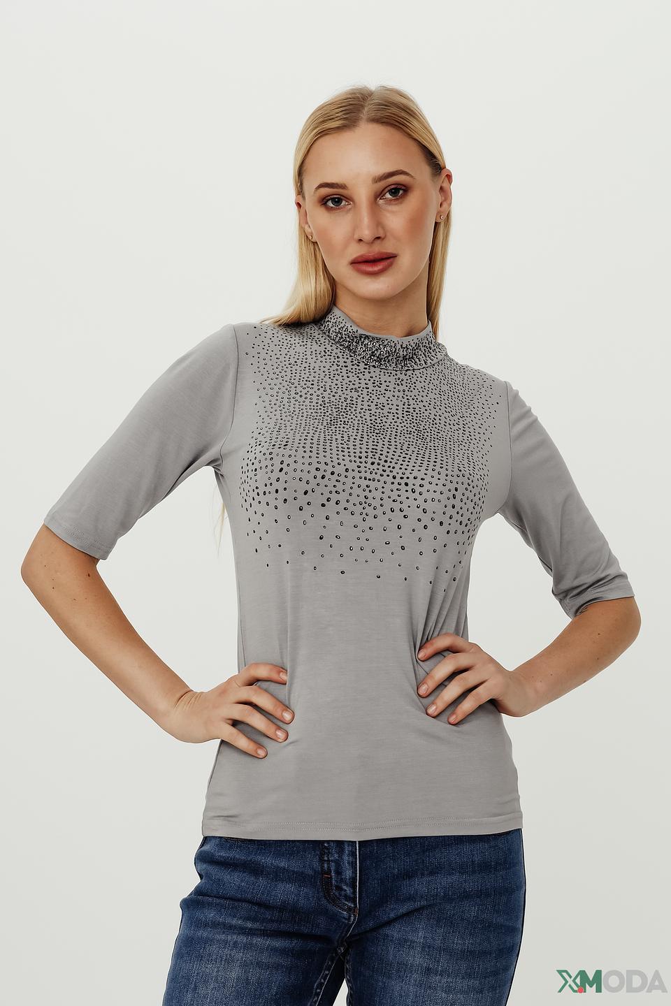 Пуловер Pezzo с камнями серый