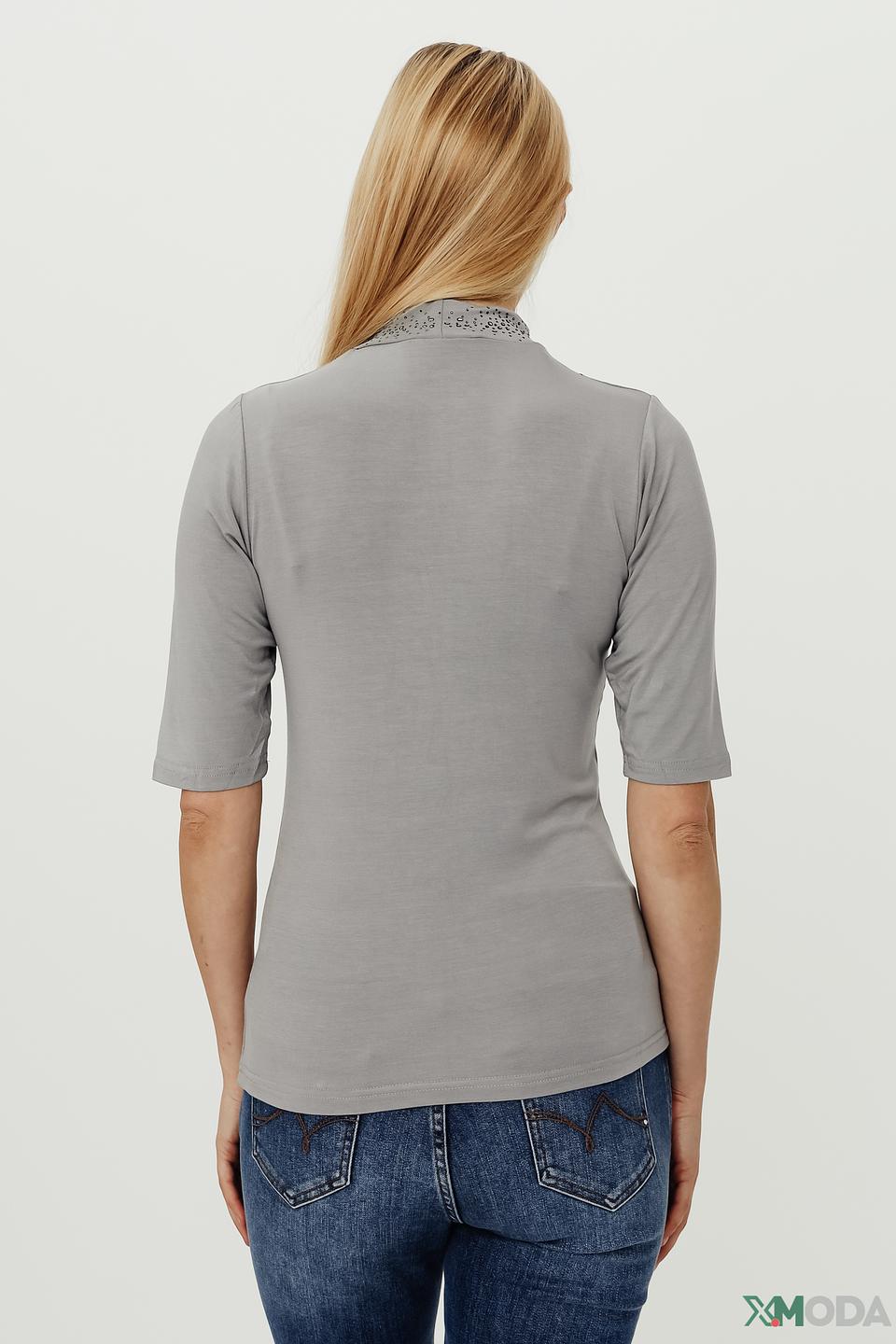 Пуловер Pezzo с камнями серый