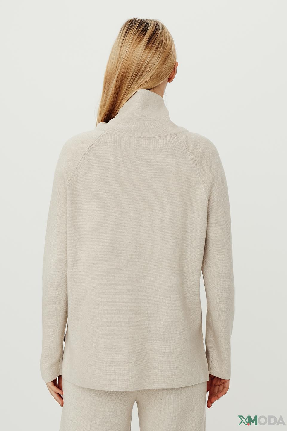 Пуловер Oui с воротником-стойкой бежевый