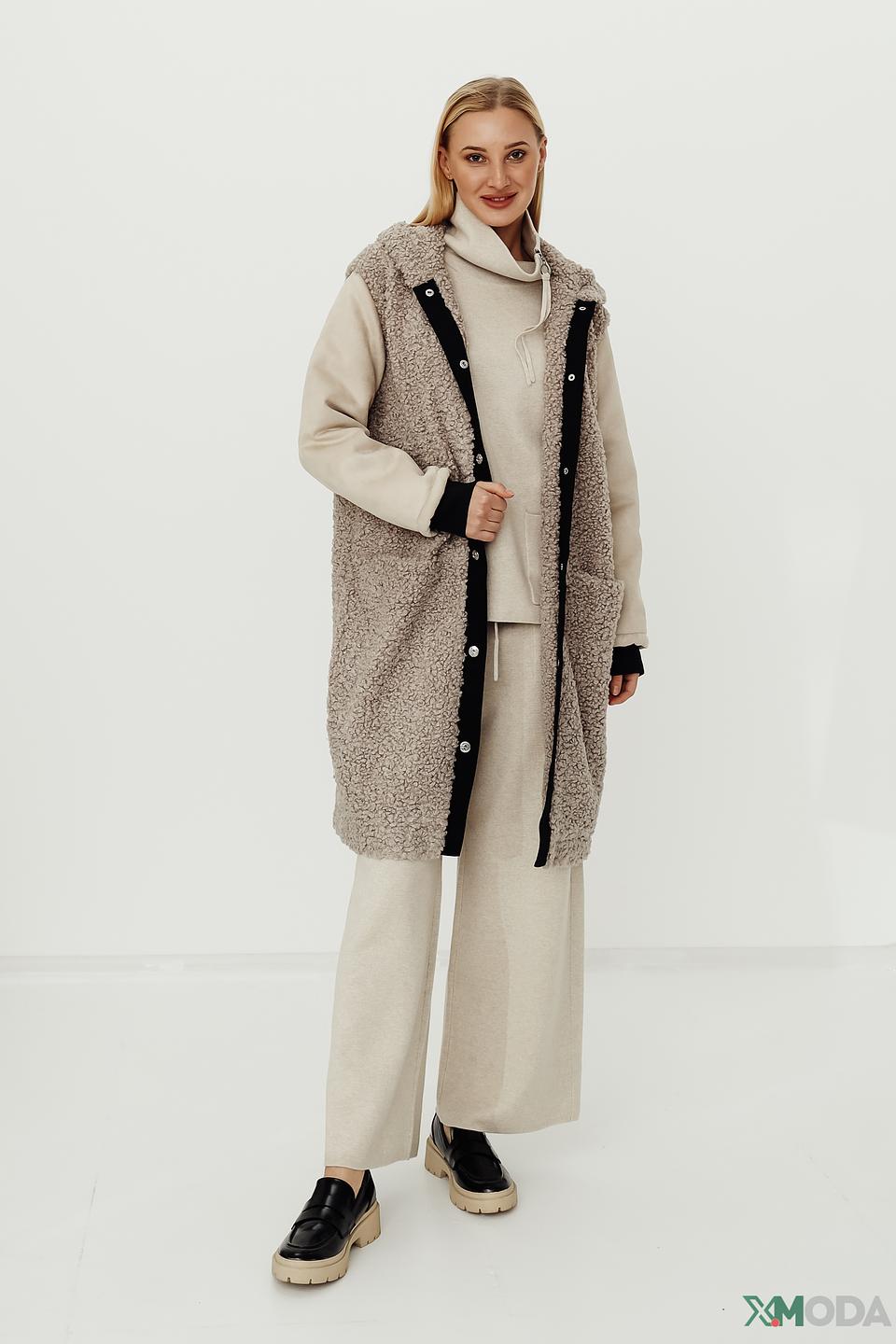 Брюки трикотажные Oui бежевые