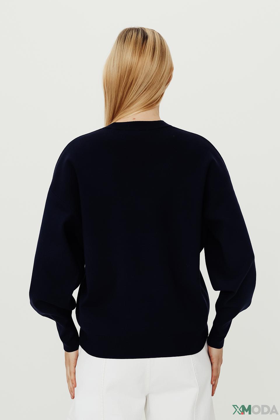 Пуловер Pezzo тёмно-синий с рукавами-фонариками