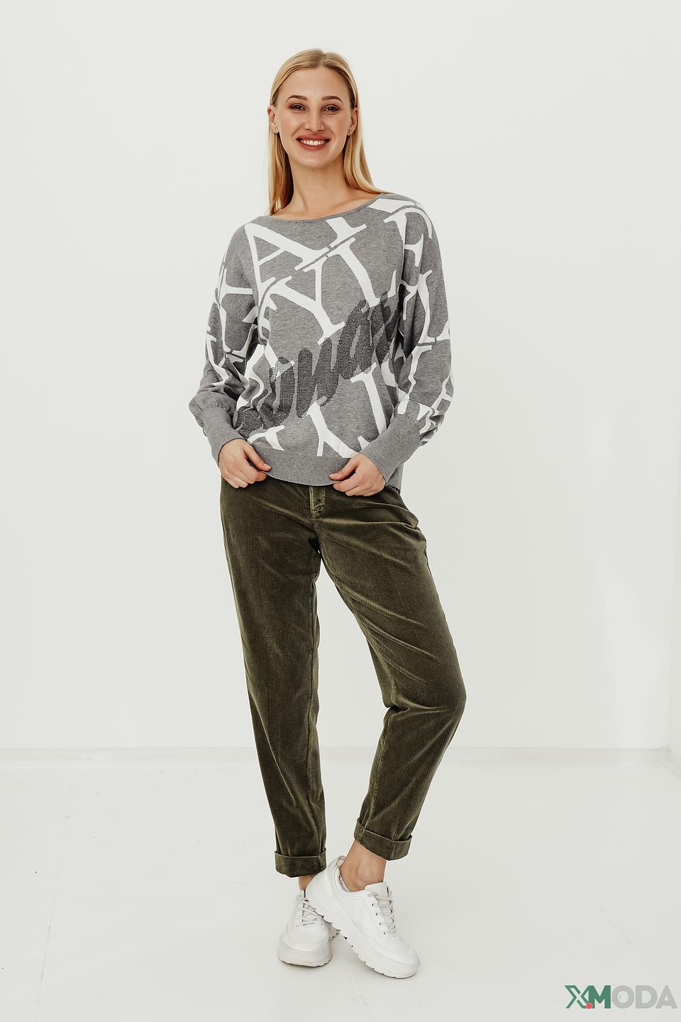 Пуловер Monari с принтом серый