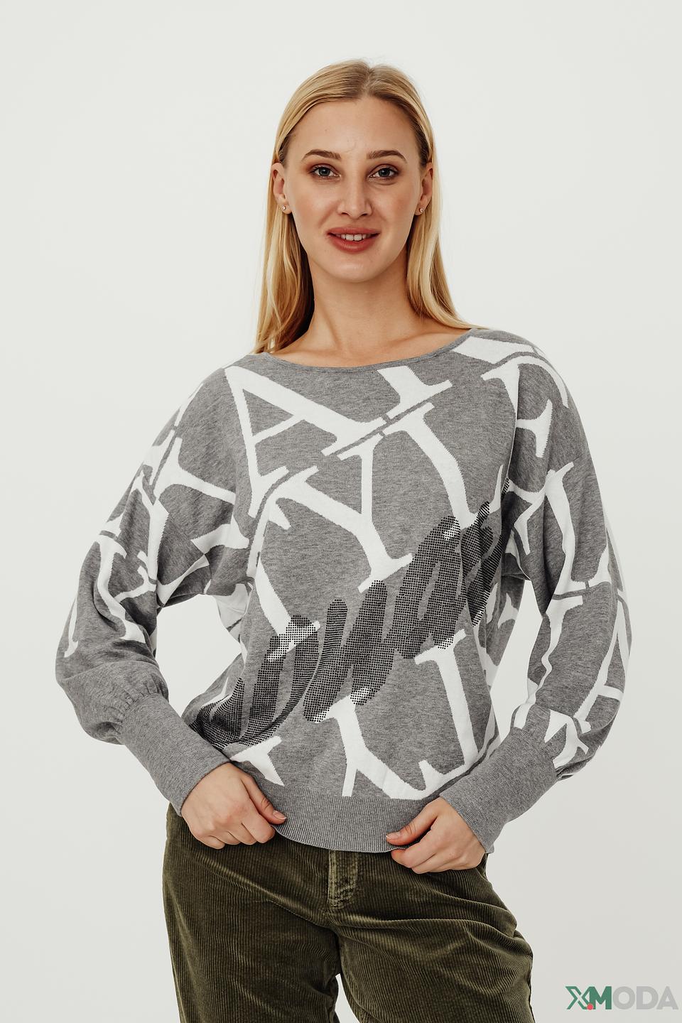 Пуловер Monari с принтом серый