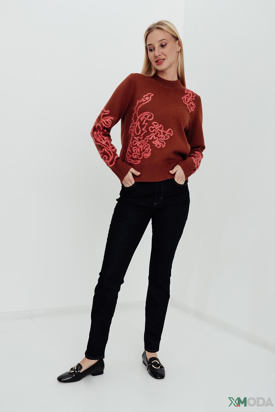 Джемпер Penny Black с вышивкой терракотовый