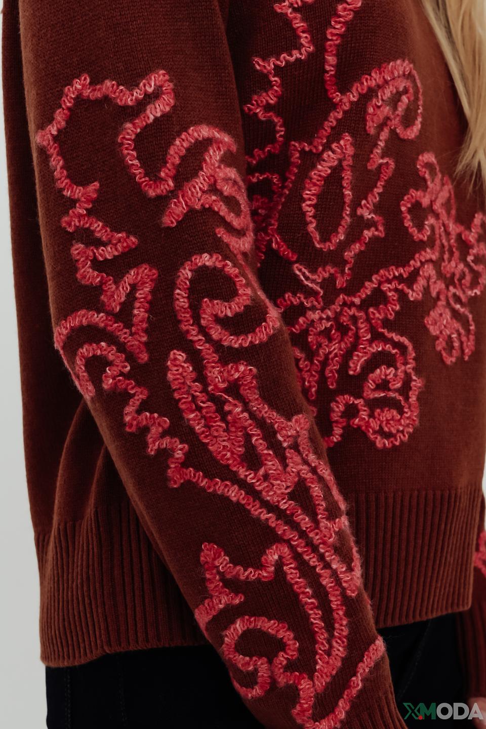 Джемпер Penny Black с вышивкой терракотовый