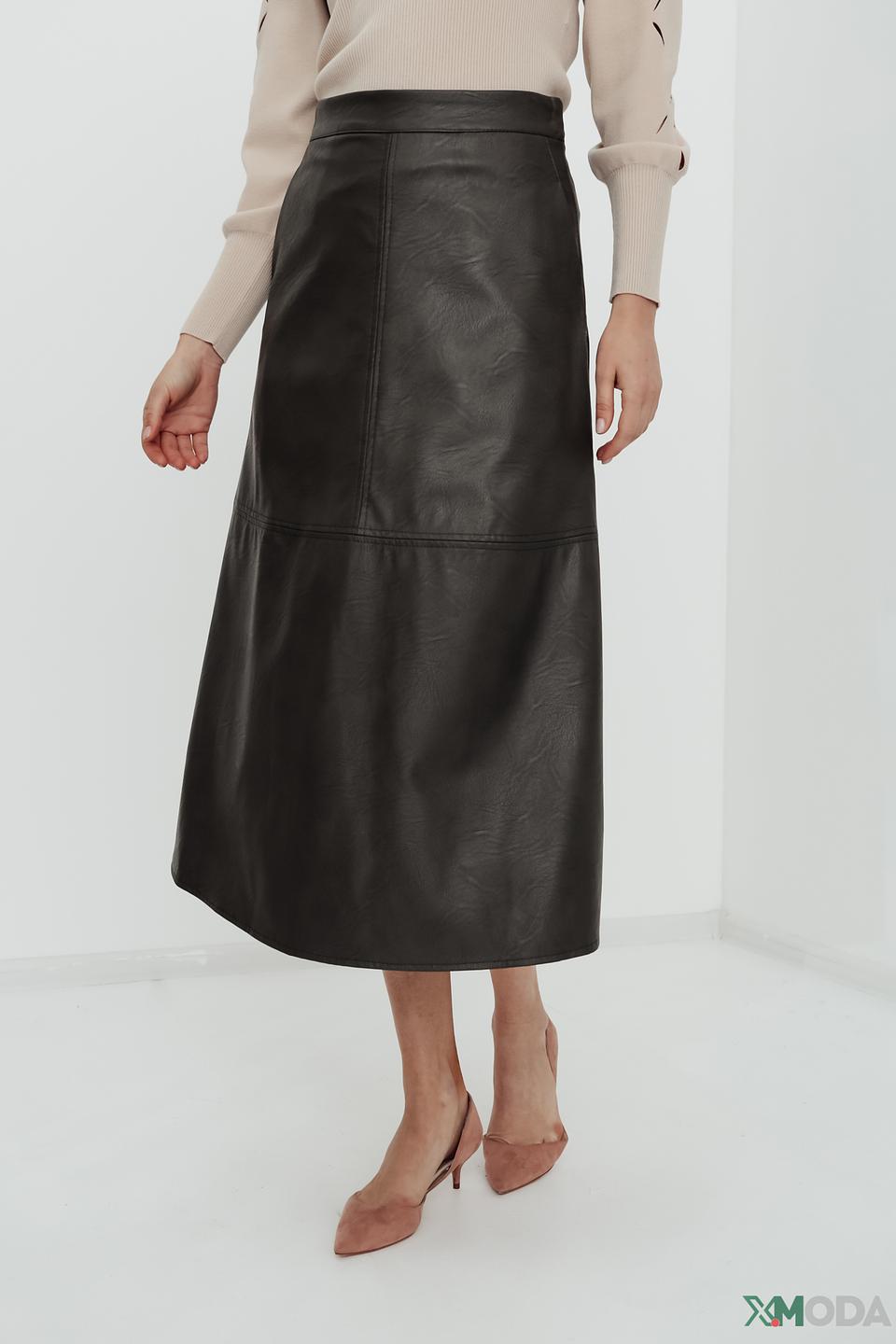 Юбка Icona кожаная чёрная