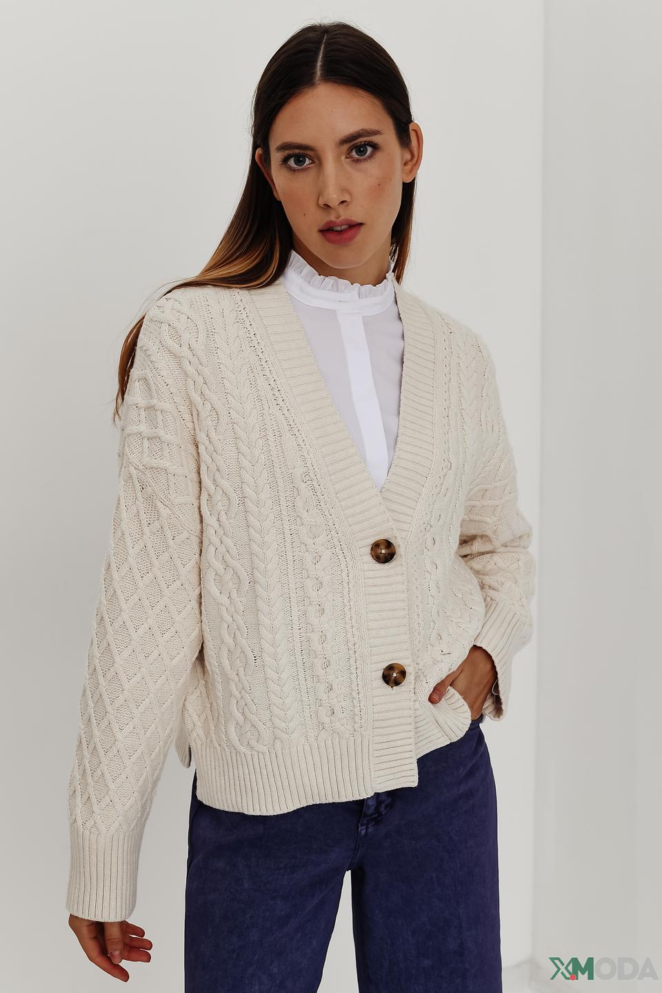 Кардиган Oui вязаный молочный