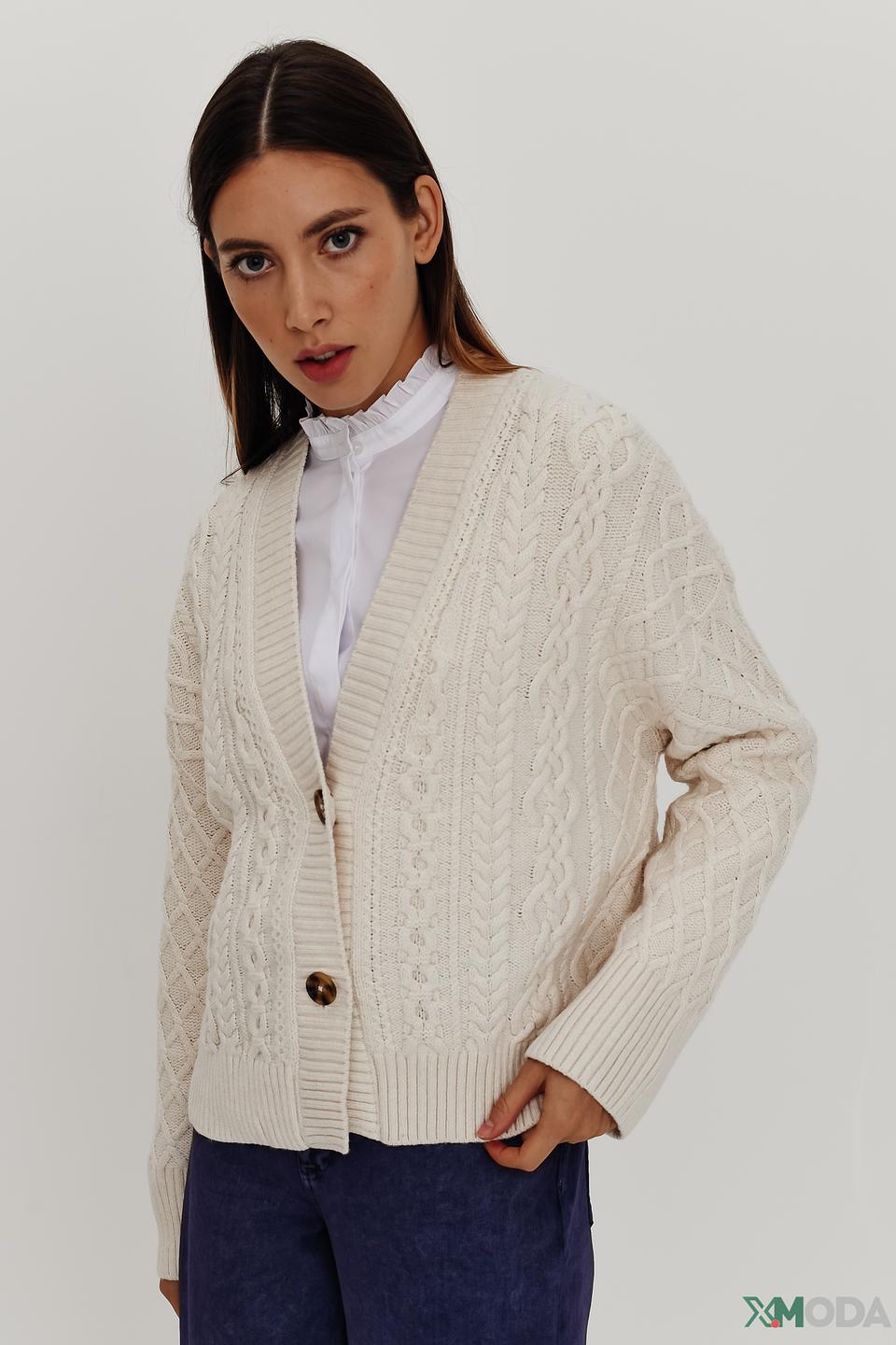 Кардиган Oui вязаный молочный