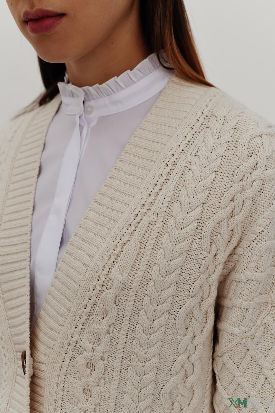 Кардиган Oui вязаный молочный