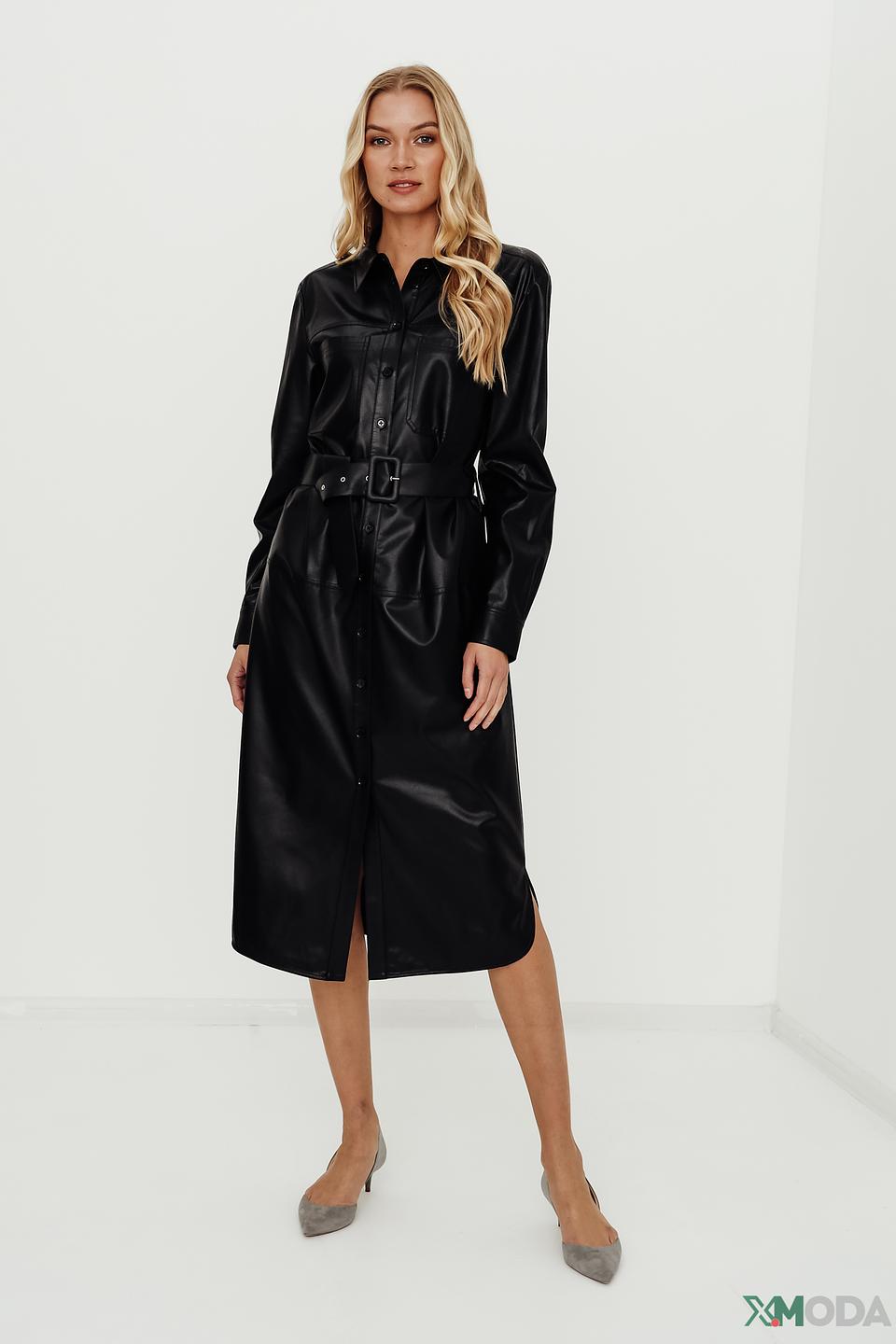 Платье Marc Aurel из экокожи чёрное