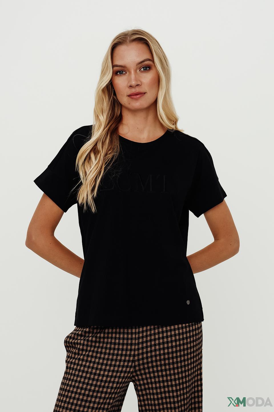 Футболка Lecomte женская черная с логотипом