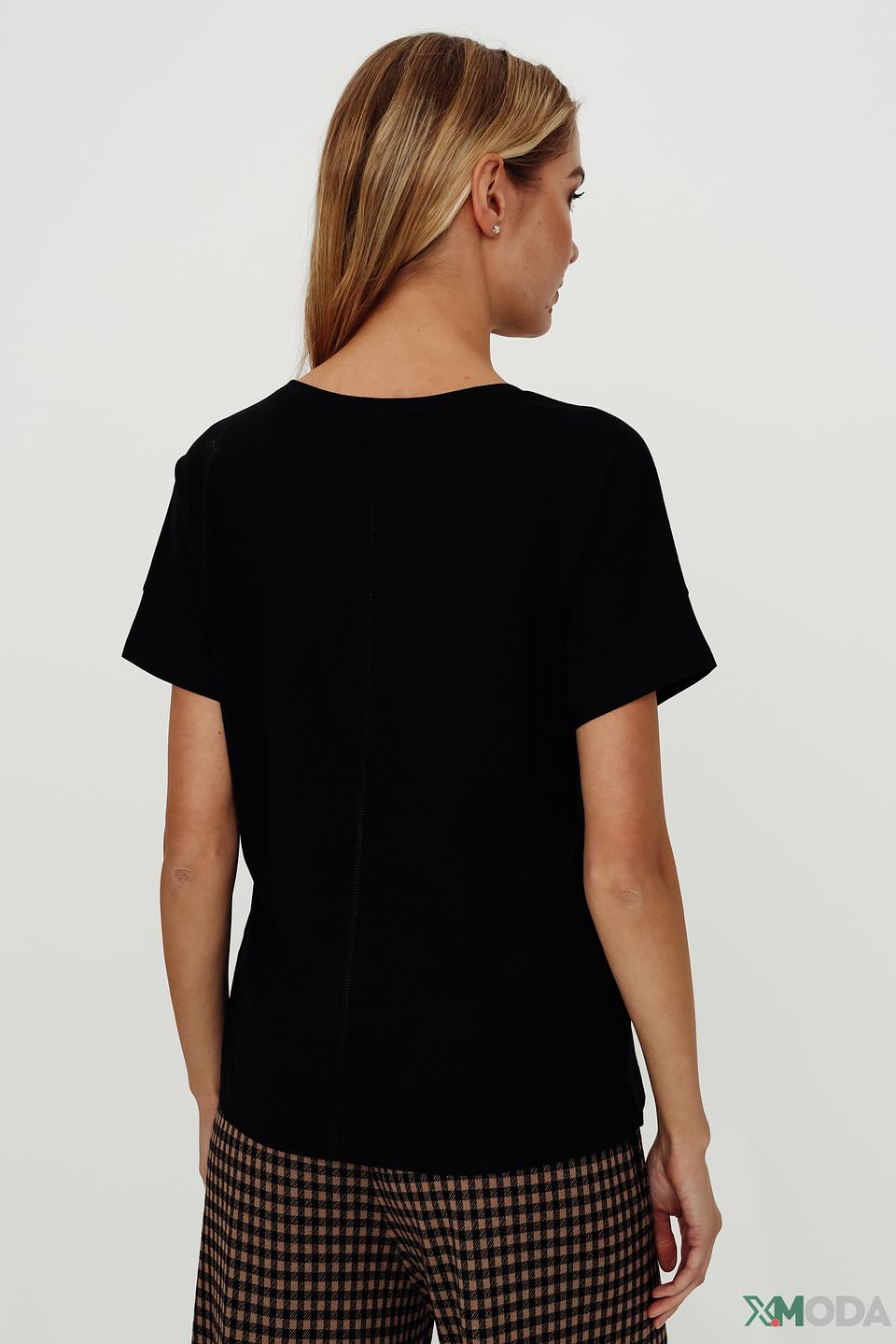 Футболка Lecomte женская черная с логотипом