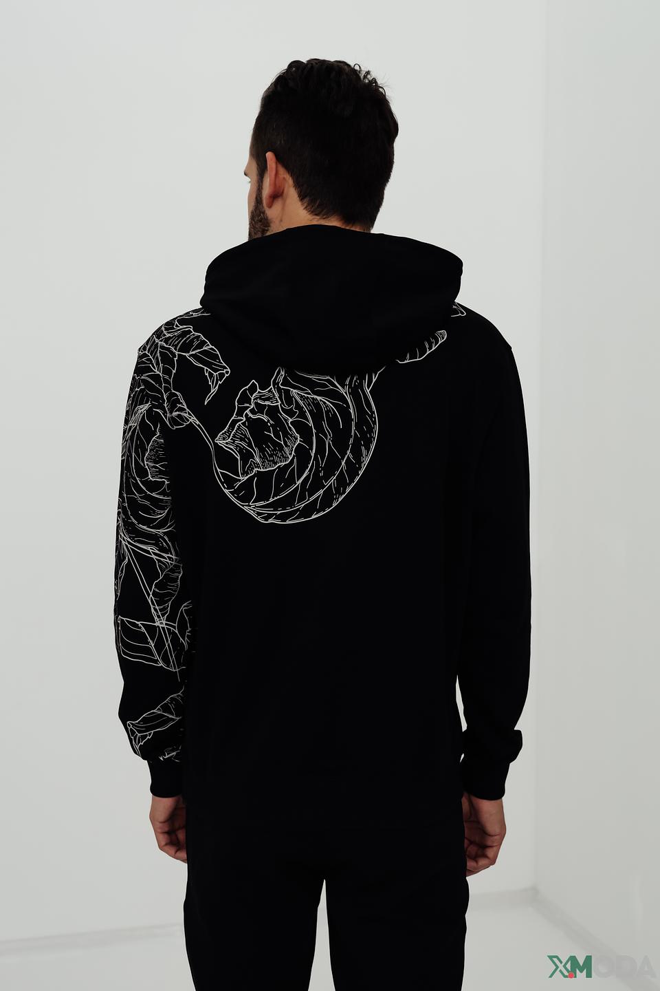 Толстовка Hugo с логотипом и принтом чёрная