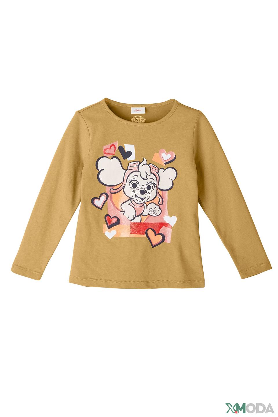 Лонгслив s.Oliver дев. с принтом горчичный