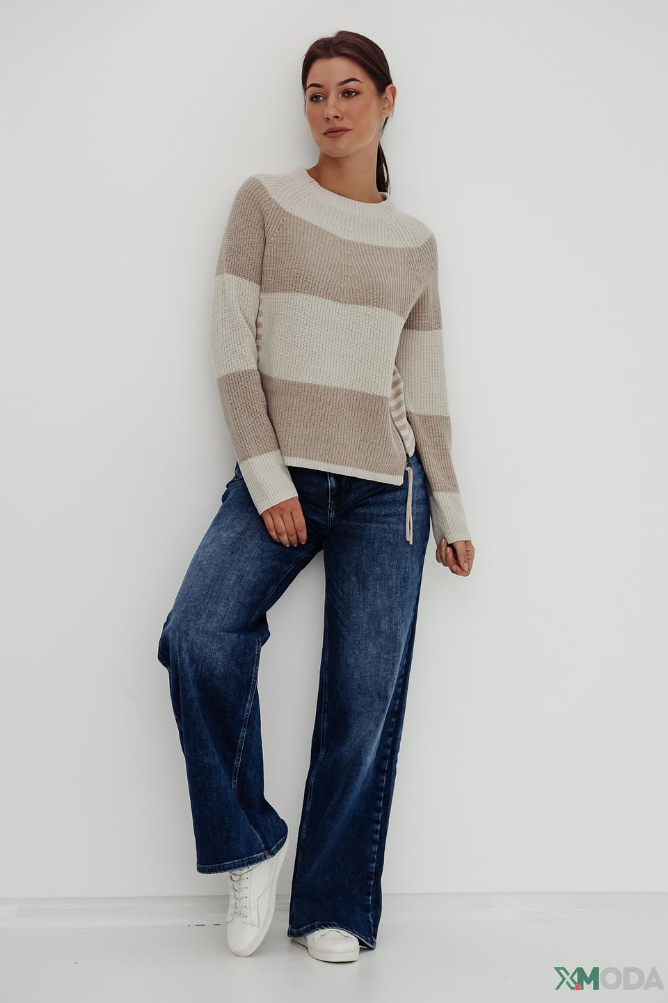 Пуловер Bianca в полоску бежевый