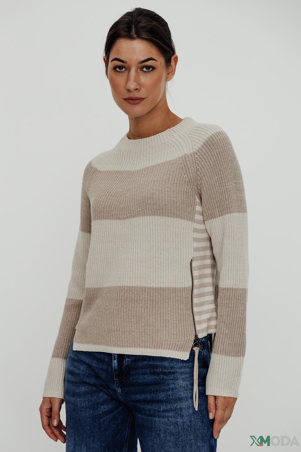 Пуловер Bianca в полоску бежевый