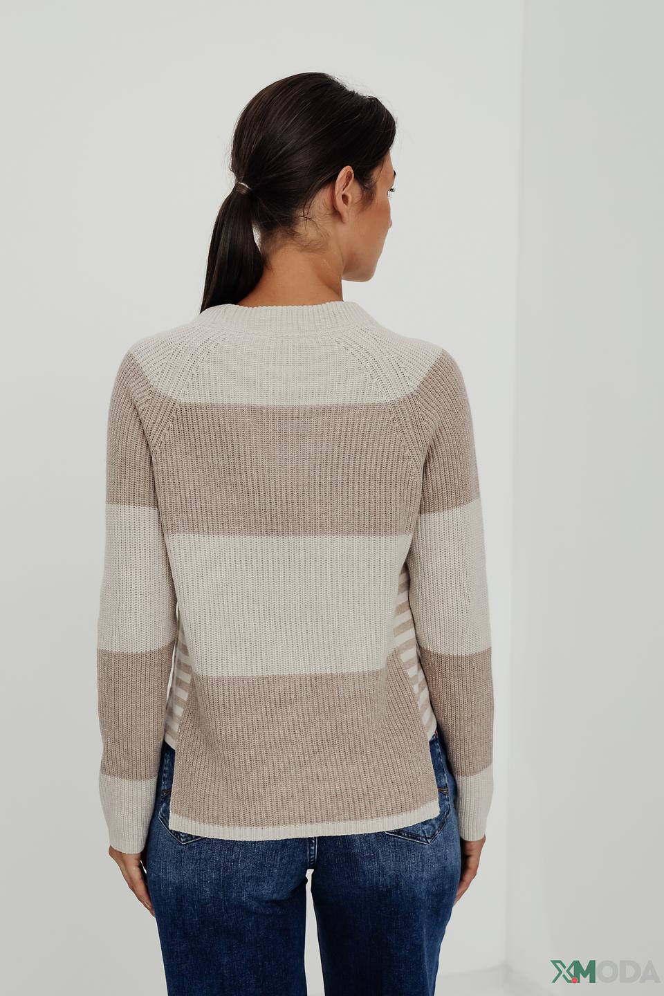 Пуловер Bianca в полоску бежевый