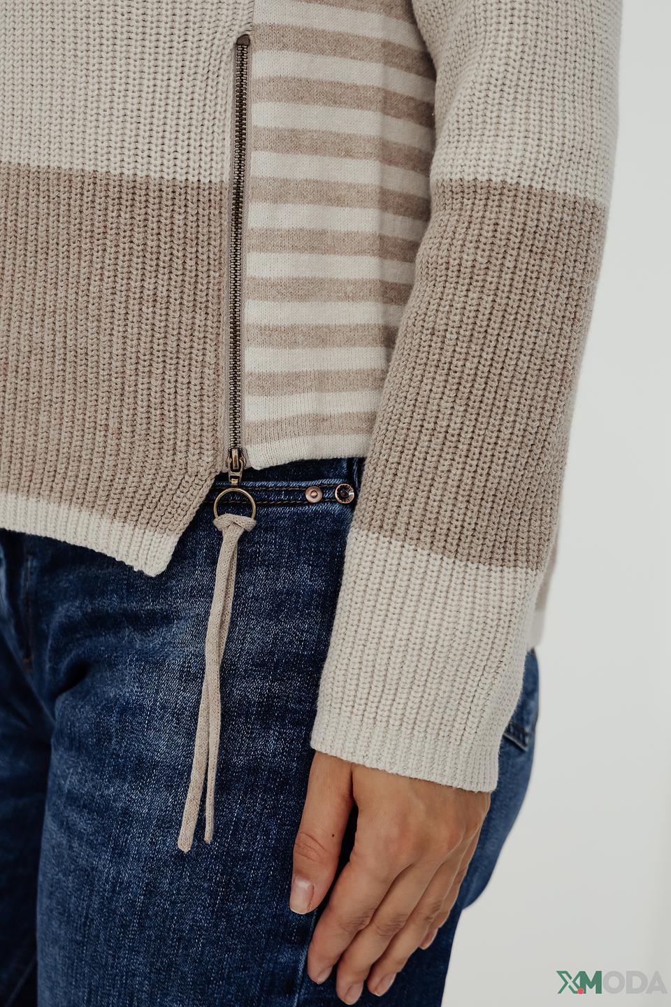 Пуловер Bianca в полоску бежевый