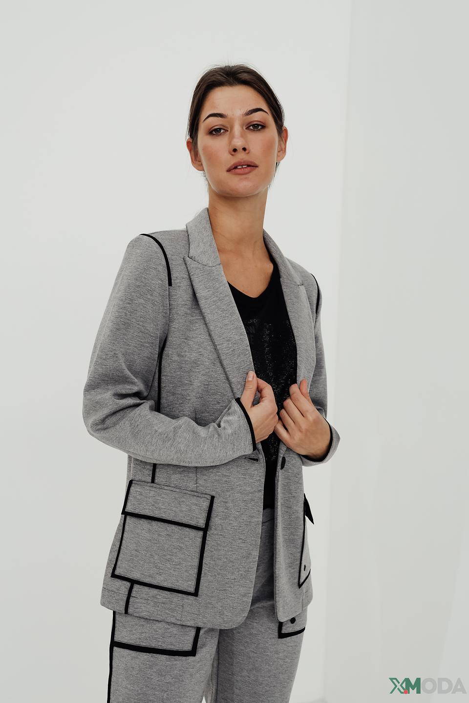 Жакет Monari серый с черной отделкой