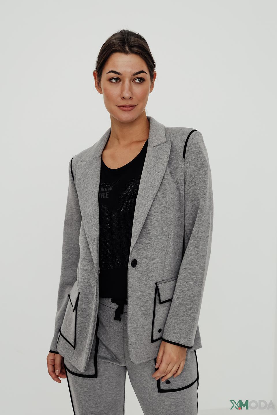 Жакет Monari серый с черной отделкой