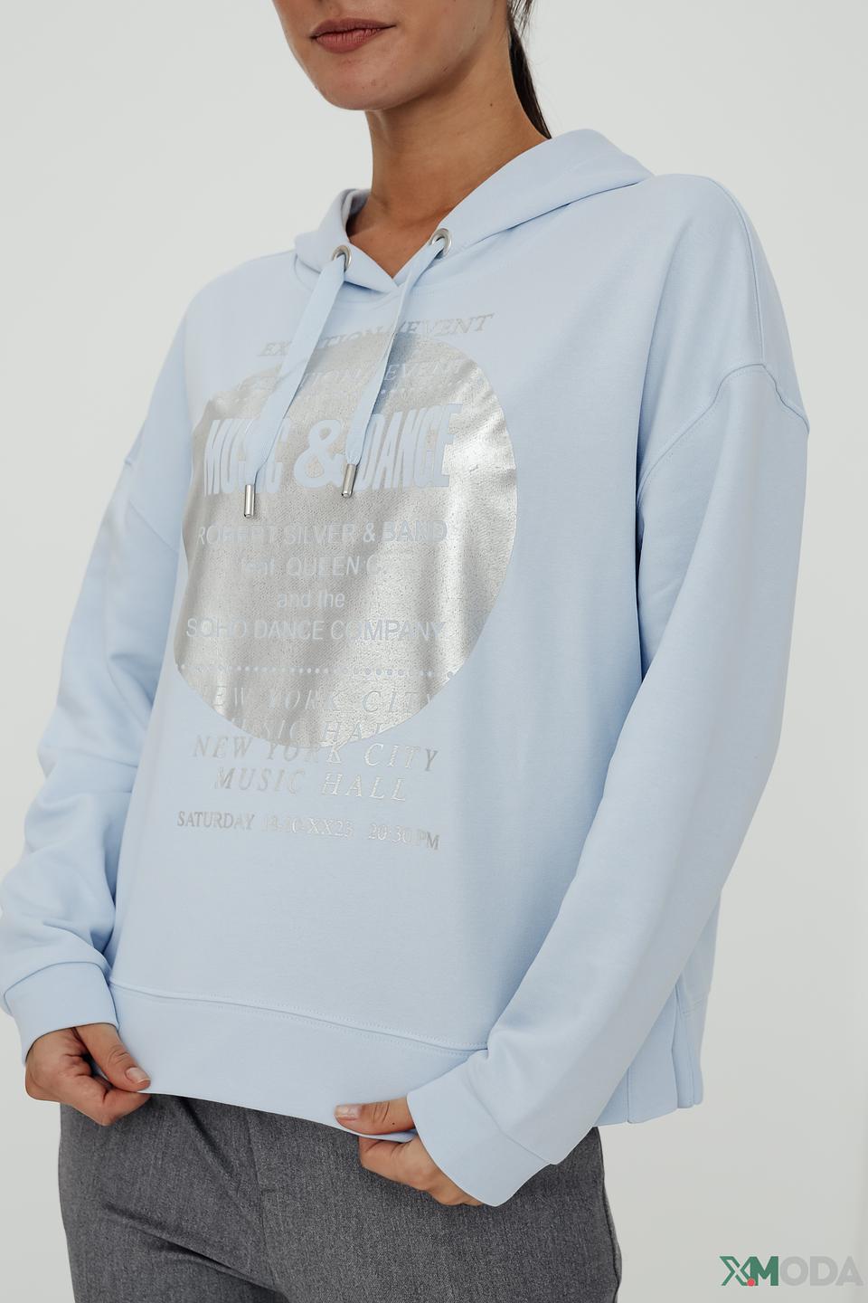 Толстовка Monari светло-голубая с принтом
