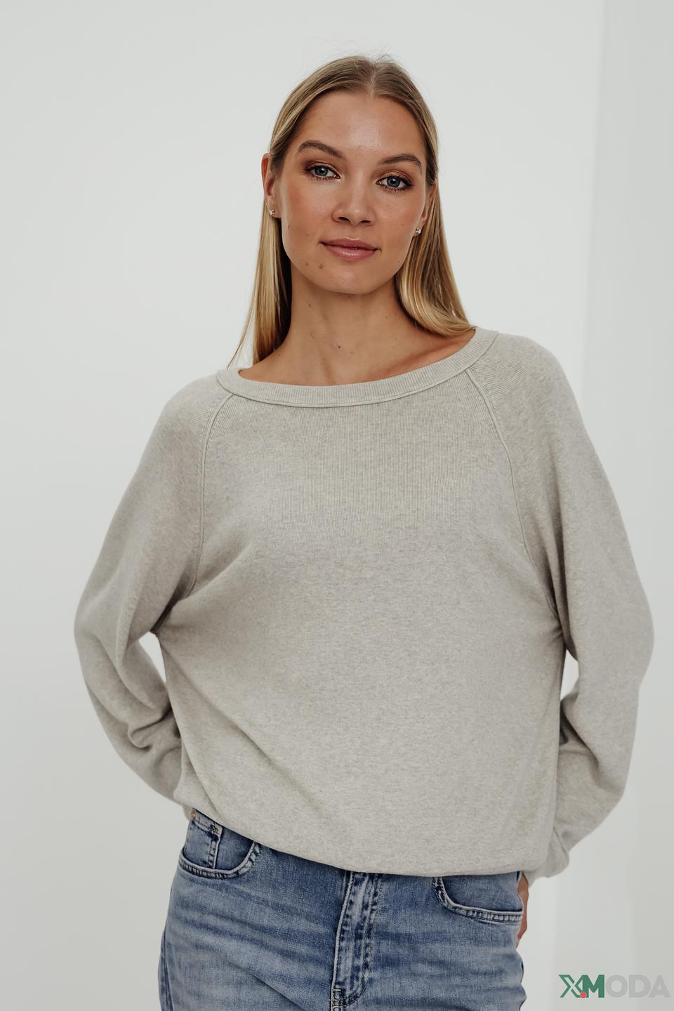 Пуловер Oui бежевый с рукавом-фонарик