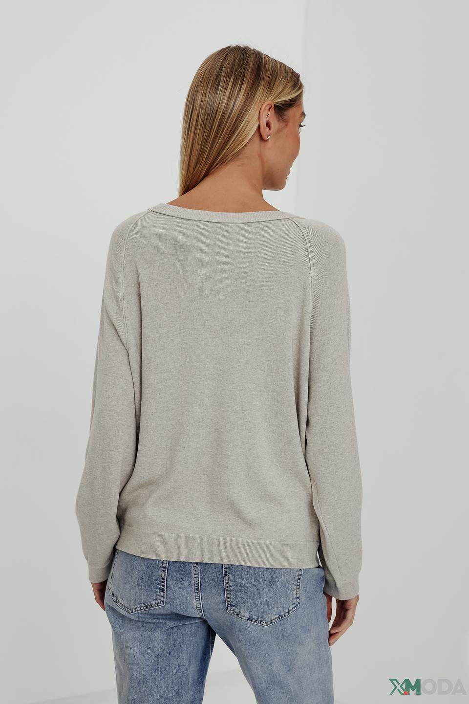 Пуловер Oui бежевый с рукавом-фонарик