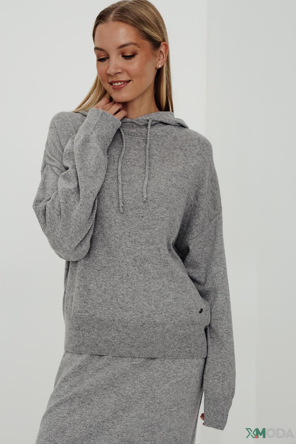 Пуловер Bugatti с капюшоном серый