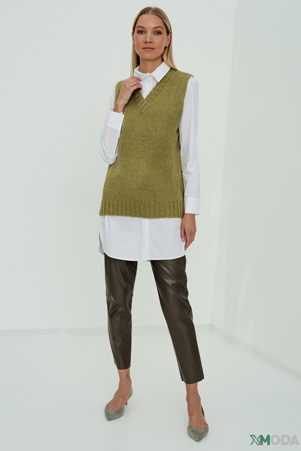 Брюки кожа Catnoir оливковые