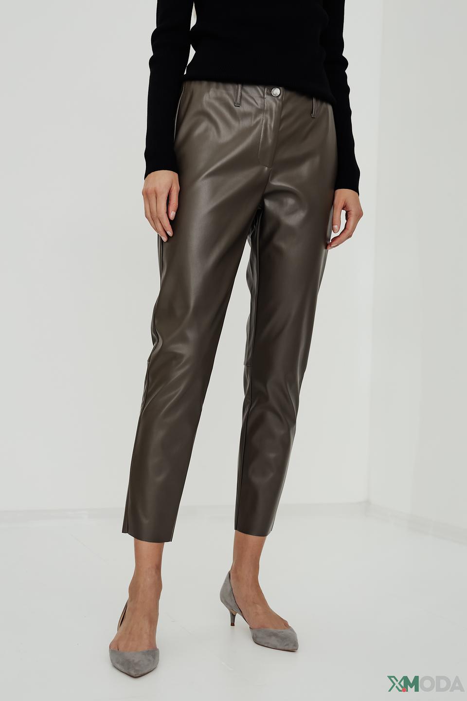 Брюки кожа Catnoir оливковые