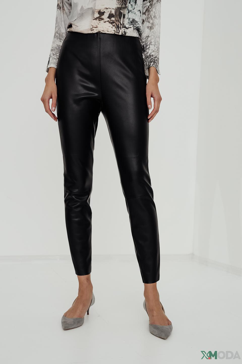 Брюки Oui из экокожи чёрные
