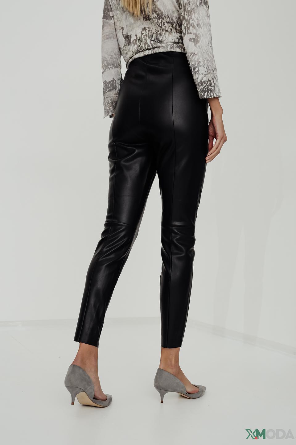 Брюки Oui из экокожи чёрные