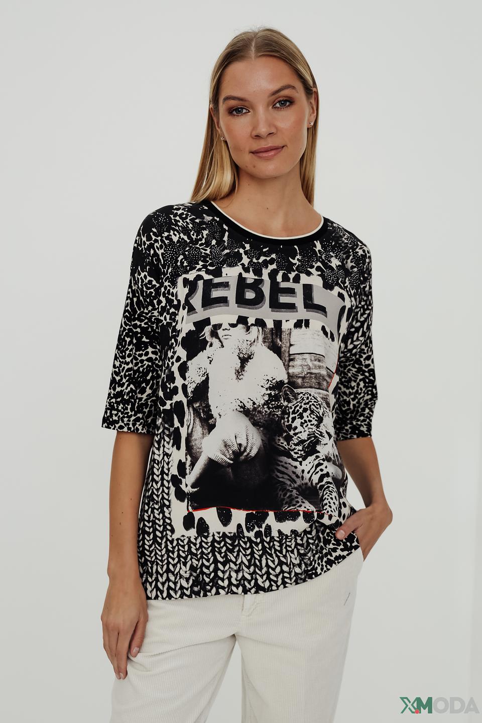 Блуза Oui с принтом Rebel