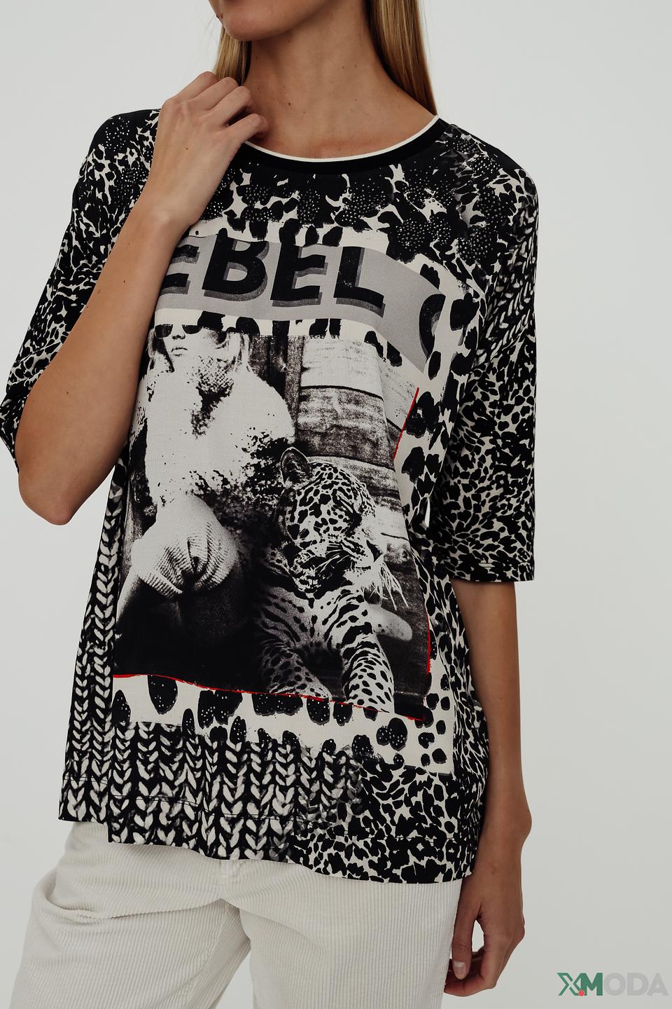 Блуза Oui с принтом Rebel