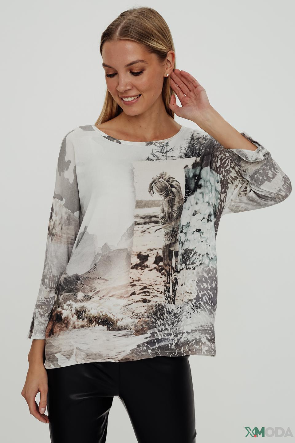 Блуза Oui с принтом лошадей