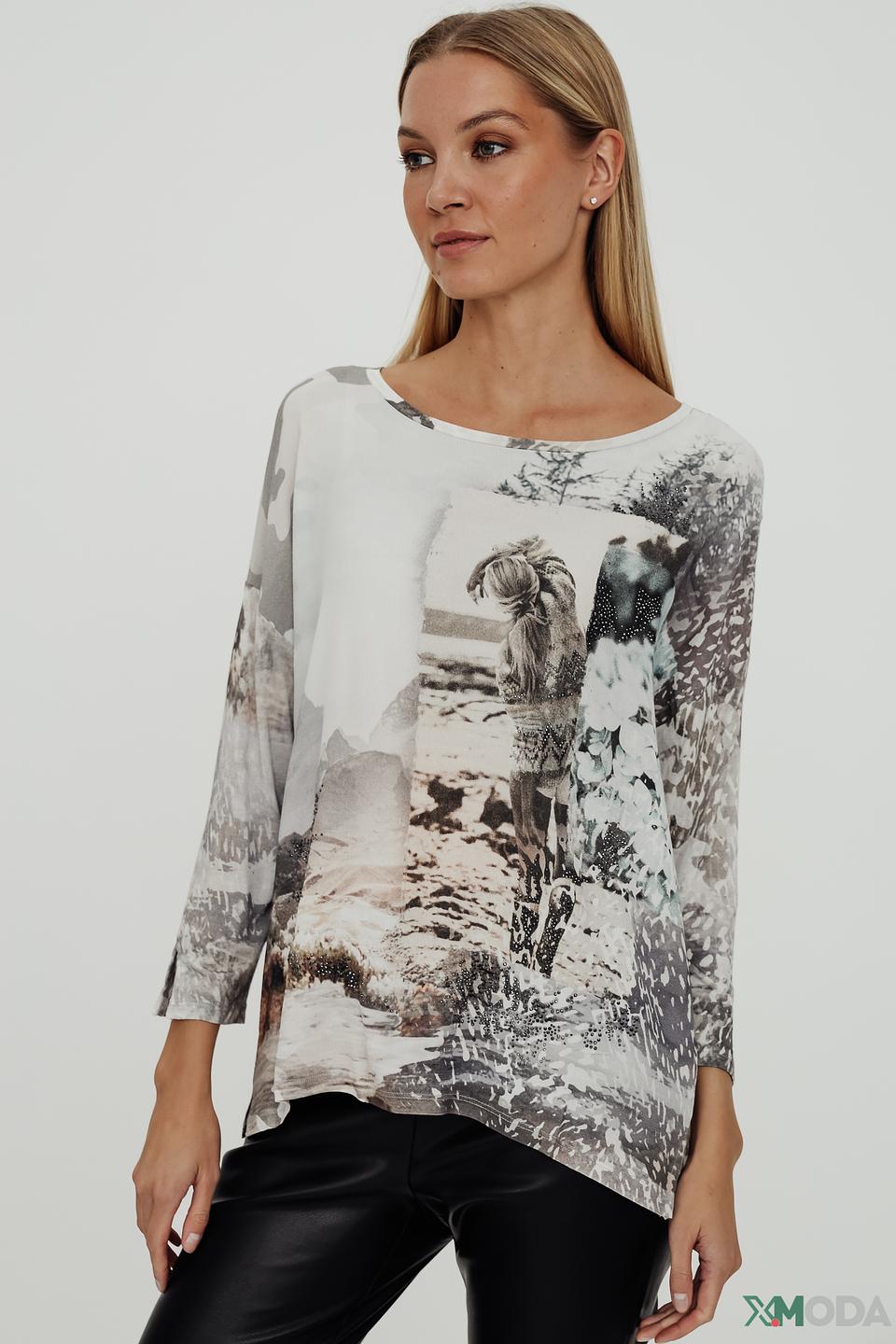 Блуза Oui с принтом лошадей