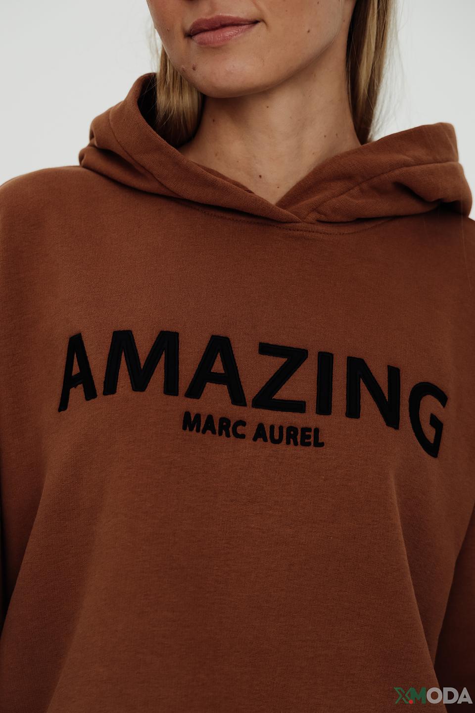 Толстовка Marc Aurel коричневая с принтом