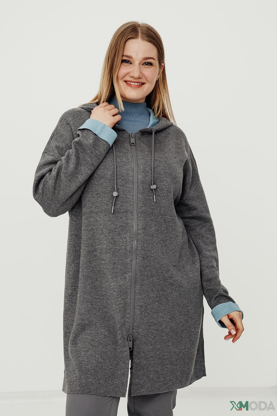 Жакет Samoon с капюшоном серый