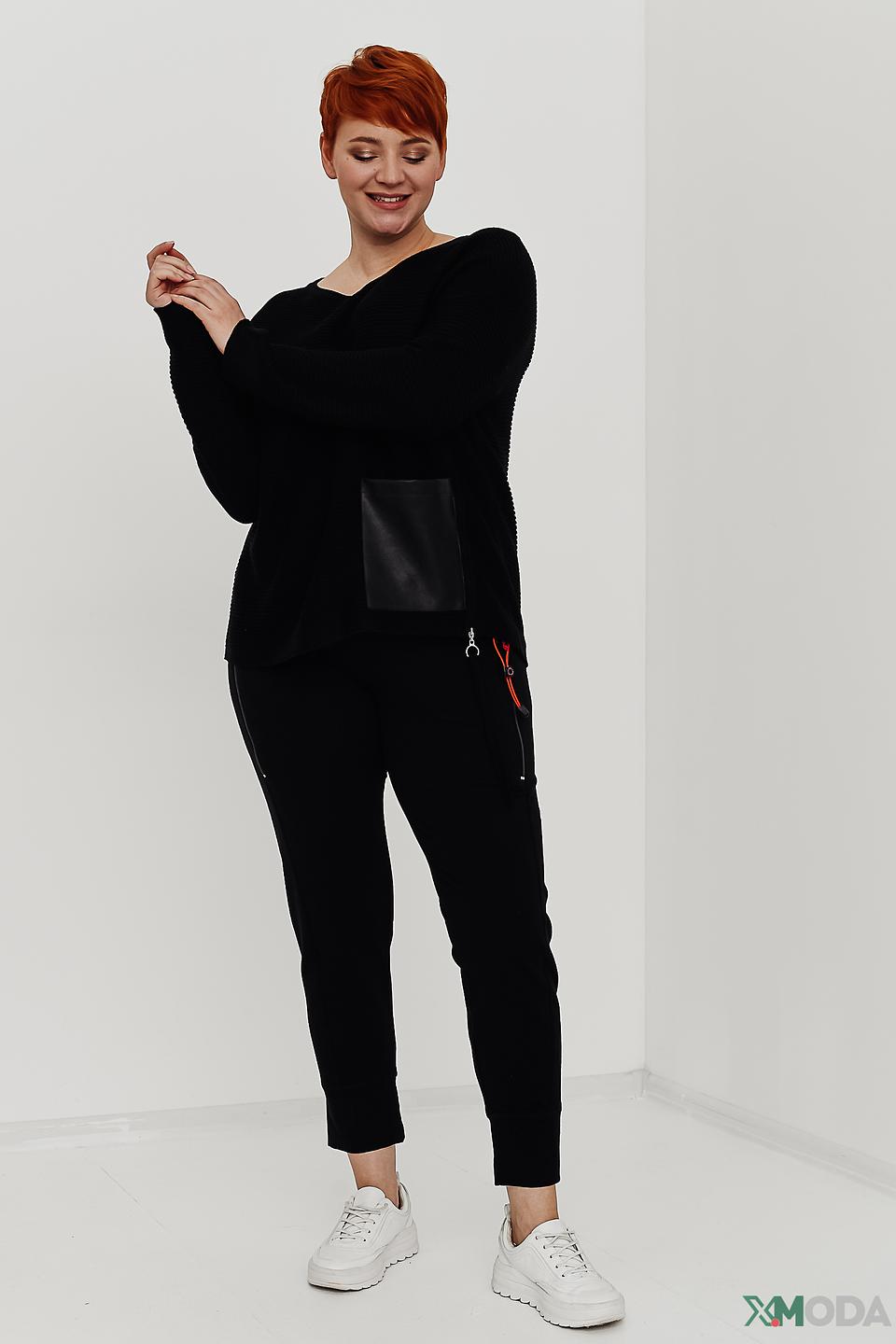 Пуловер Doris Streich с карманом черный