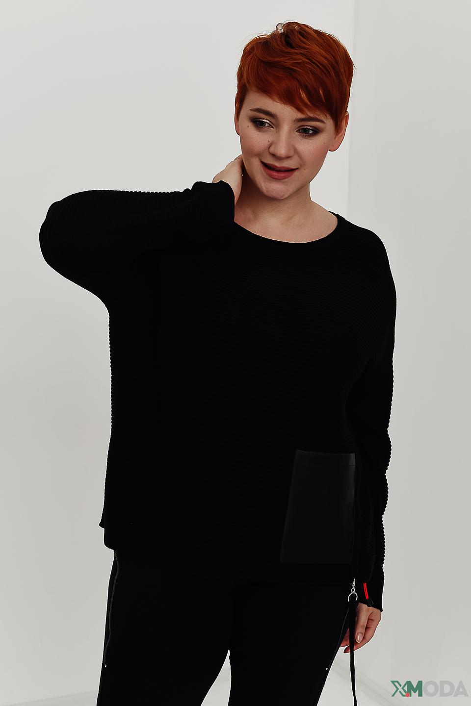 Пуловер Doris Streich с карманом черный