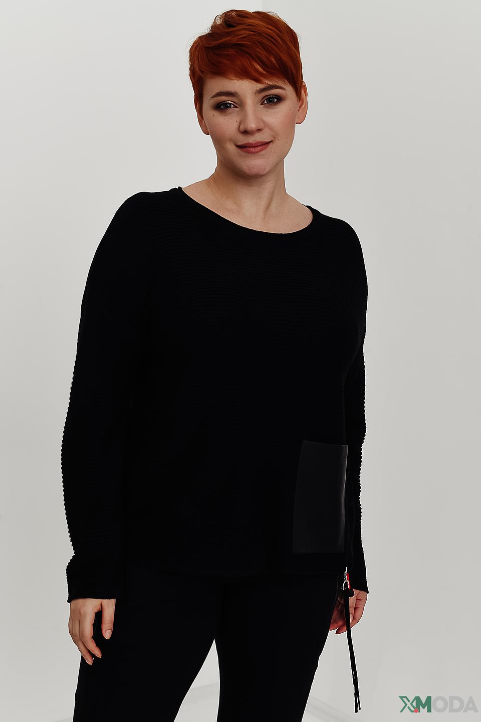 Пуловер Doris Streich с карманом черный