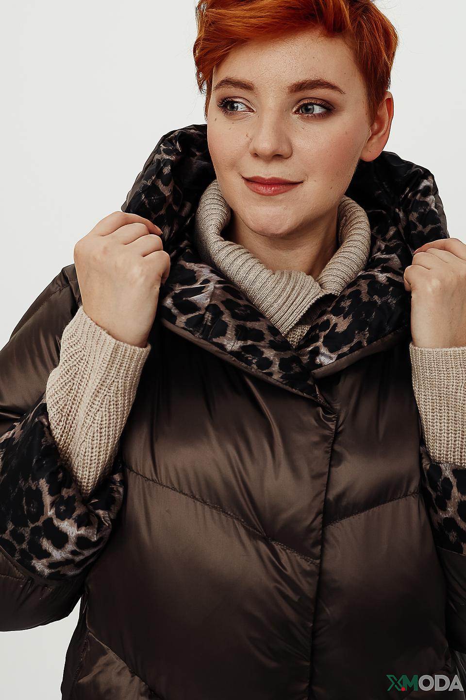 Пальто Baronia с леопардовым капюшоном