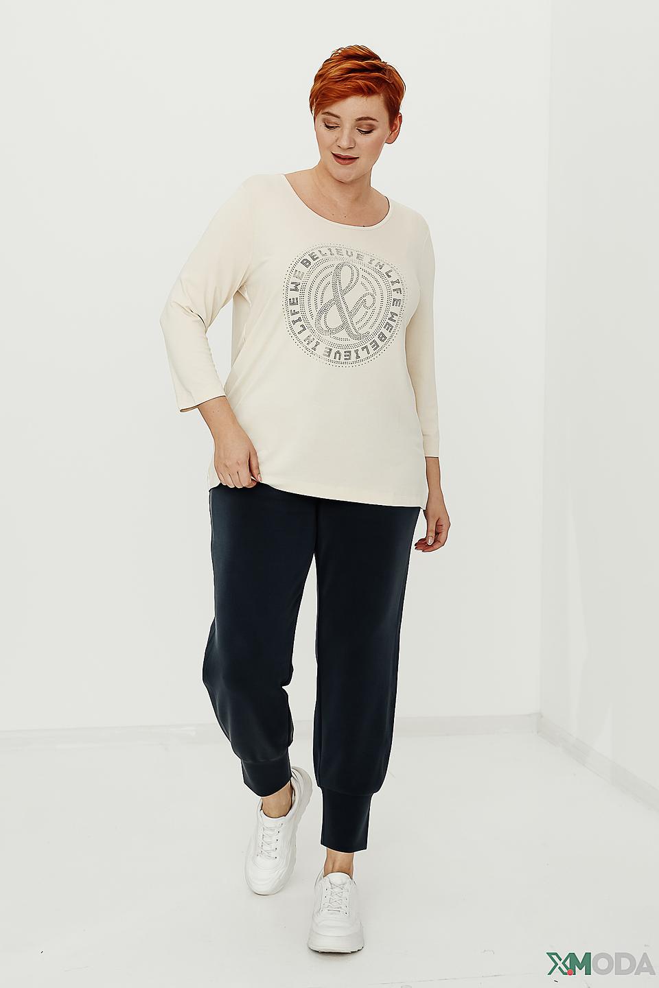 Лонгслив Frapp с принтом бежевый