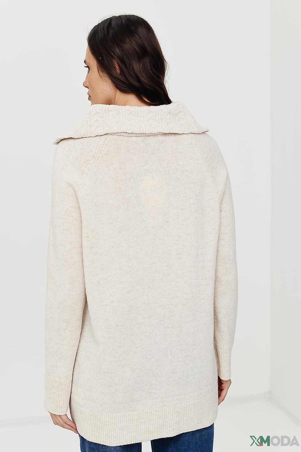 Пуловер Oui с молнией бежевый